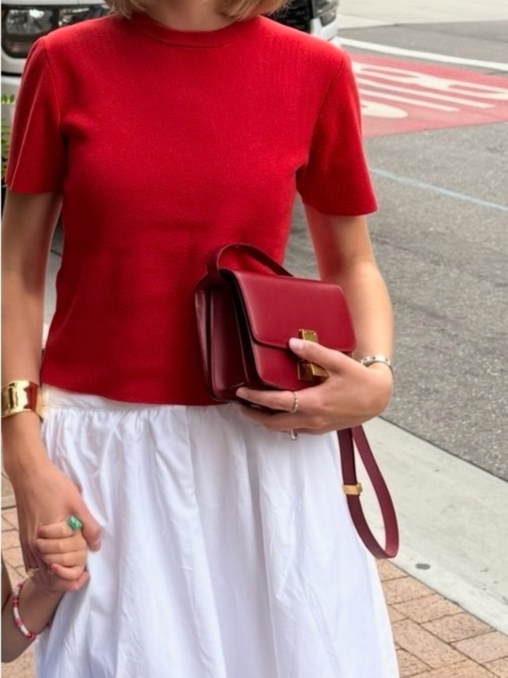 H&M Red Short Sleeve Knit Top
